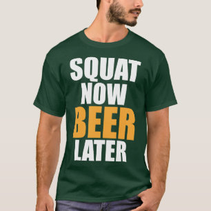 Camiseta Gym Squat Agora Cerveja Mais Tarde Malhação Engraç