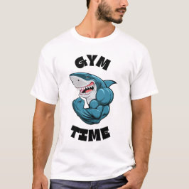 Camiseta Gym Time Flexing Shark - Funny Workout Fitness