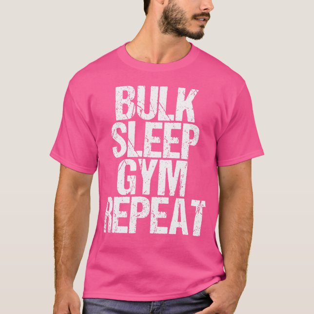 Camiseta Gym Workout Bulk Sleep Gym Repete o Ajustado de Co (Frente)