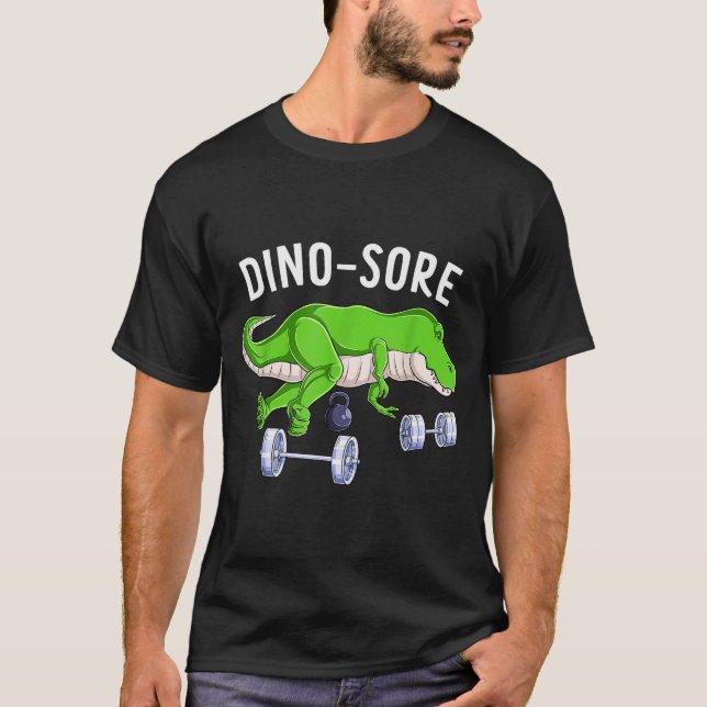 Camiseta Gym Workout Dino Sore Funny Fitness Exercise Bodyb (Frente)
