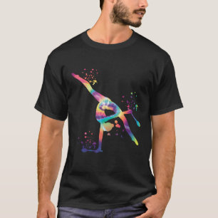 Camiseta Gymnast Com Clubs Girls Crianças Ginástica Rítmica