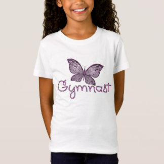 Camiseta Gymnast cor-de-rosa bonito da borboleta