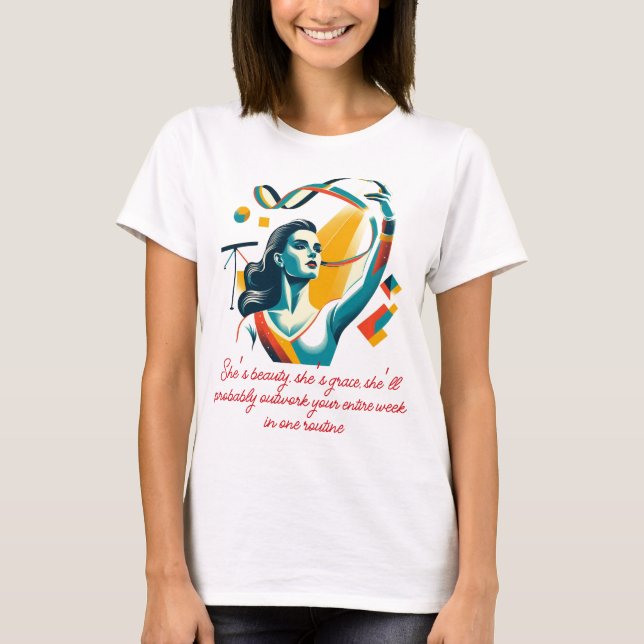 Camiseta Gymnast Elegante em Estilo de Arte Retroativa (Frente)