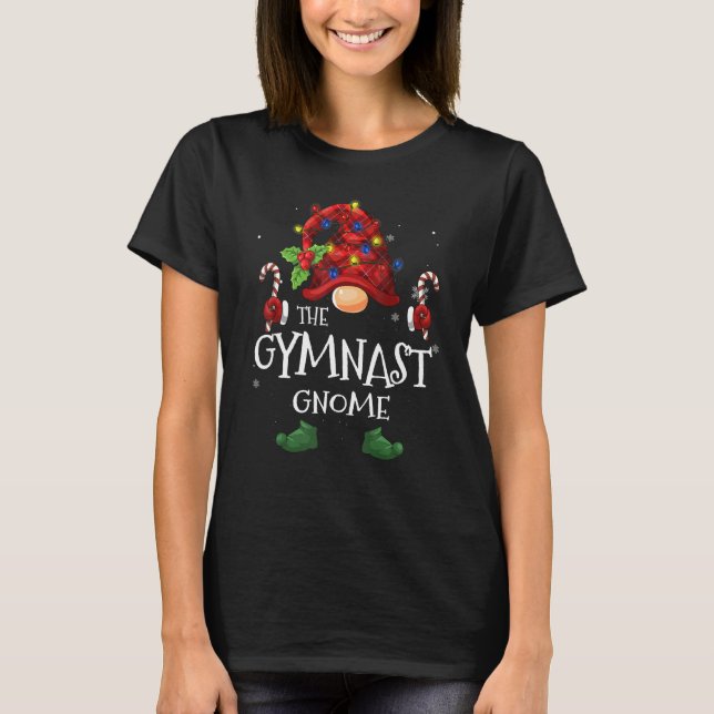Camiseta Gymnast Gnomo Buffalo Xadrez Árvore de Natal Light (Frente)