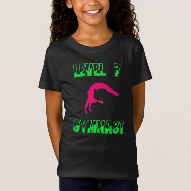 Camiseta Gymnast Neon Pink e T-Shirt Verde de Nível 7 (Frente)