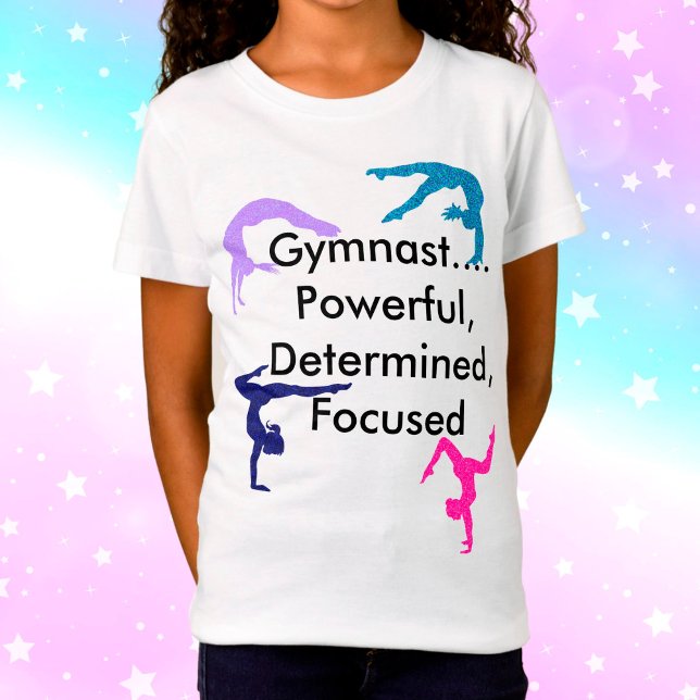 Camiseta Gymnast. Poderoso, Determinado, Focado (Criador carregado)