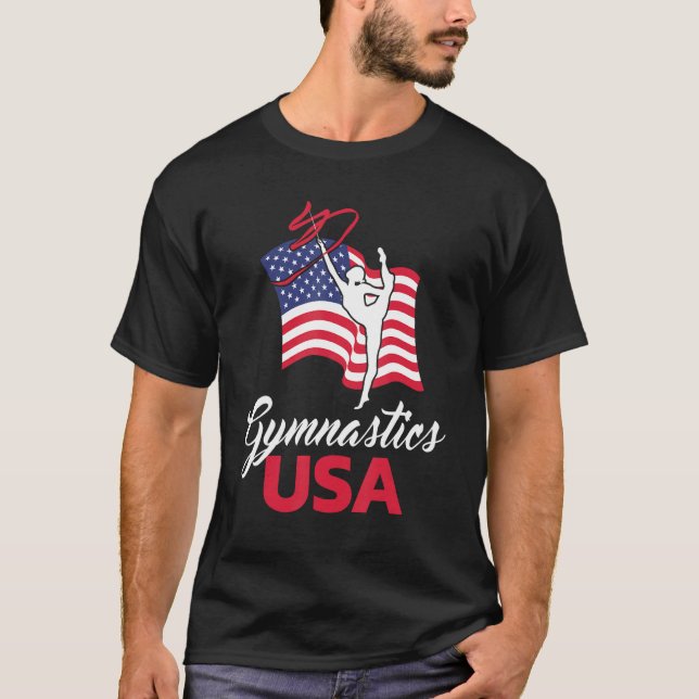 Camiseta Gymnastics American Flag USA US Patriotic Gymnast (Frente)