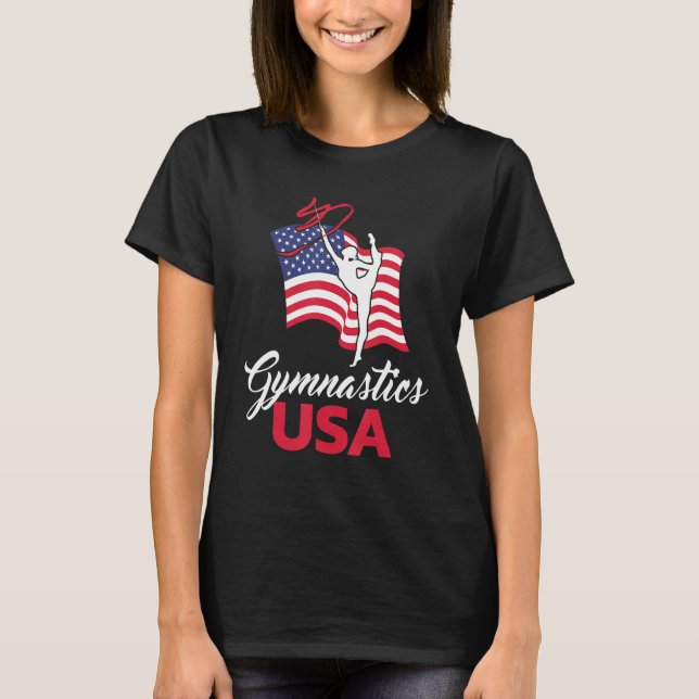 Camiseta Gymnastics American Flag USA US Patriotic Gymnast (Frente)