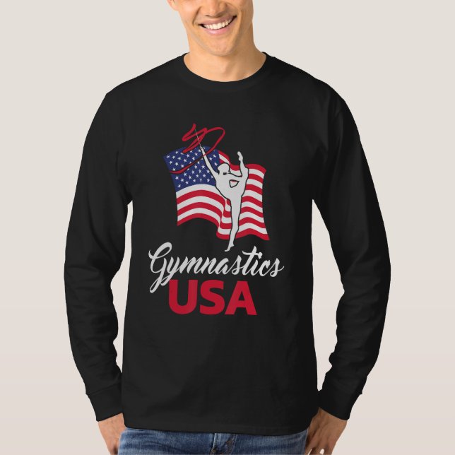 Camiseta Gymnastics American Flag USA US Patriotic Gymnast (Frente)