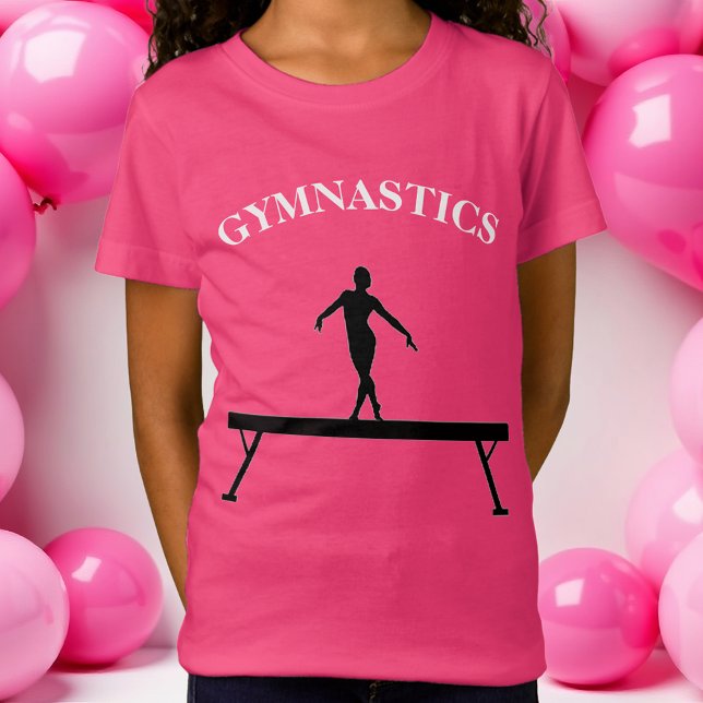 Camiseta Gymnastics Balance Beam c/ Name Girls T-Shirt (Gymnastics T-Shirt )