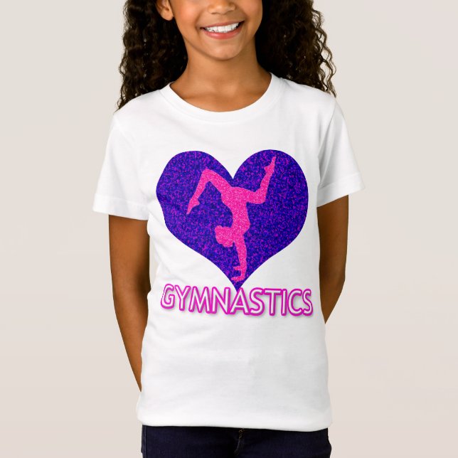 Camiseta Gymnastics Glitter Heart Girls T-Shirt (Frente)