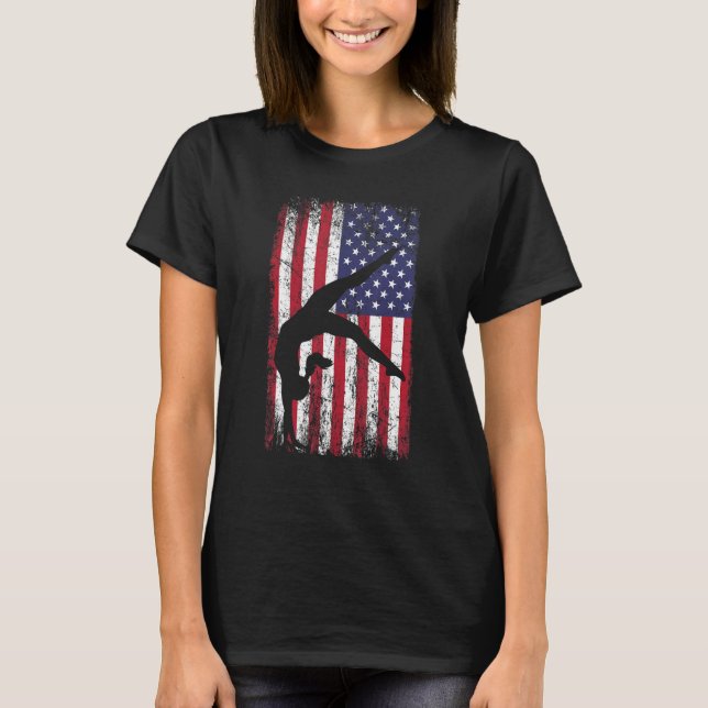 Camiseta Gymnastics gymnastics coach US flag gymnsatics des (Frente)