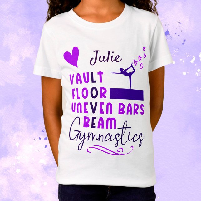 Camiseta Gymnastics Love Vault Floor Uneven Bars Beam  (Criador carregado)
