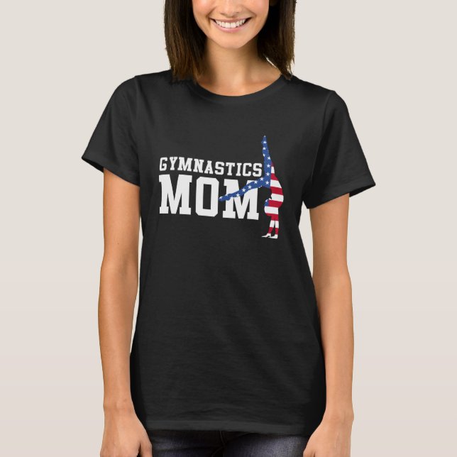Camiseta Gymnastics Mom Gymnast Mother Parent American Flag (Frente)