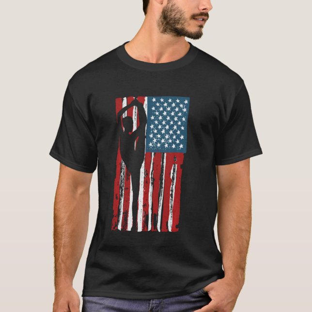 Camiseta Gymnastics Usa Flag, Gymnast Mãe Pai Parent, Us Gy (Frente)