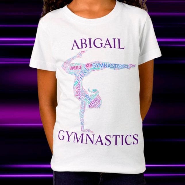 Camiseta Gymnastics Word Art Handstand Pose T-Shirt w/ Name (Criador carregado)