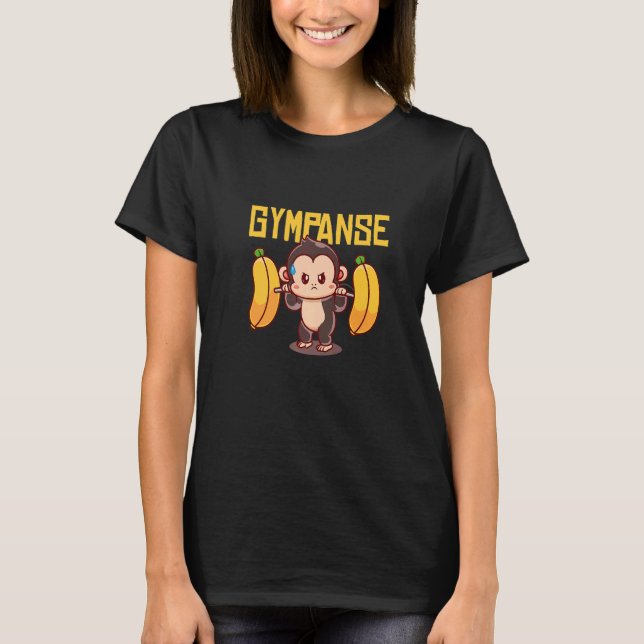 Camiseta Gympanse Levantando Banana Ape Monkey Chimpanze (Frente)