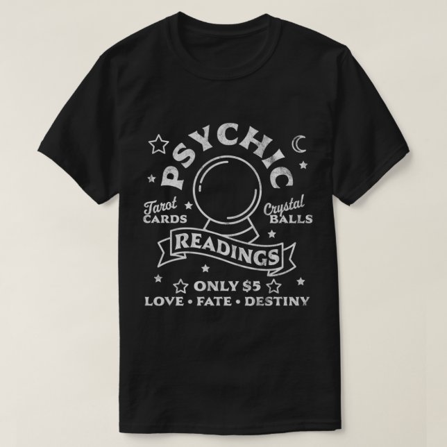 Camiseta Gypsy Fortune Teller Psychic Readings Tarot Crysta (Frente do Design)