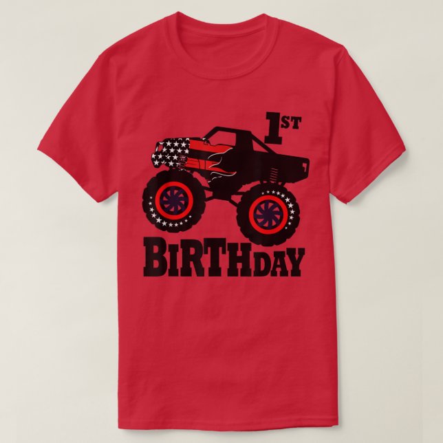 Camiseta Gzl7 Amercian Flag Monster Truck 1st Birthday 2021 (Frente do Design)