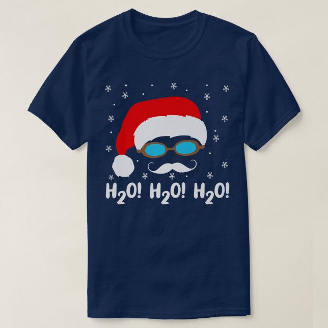 Camiseta H2o H2o H2o Papai Noel Nadando Piscina Natal Sw (Frente do Design)