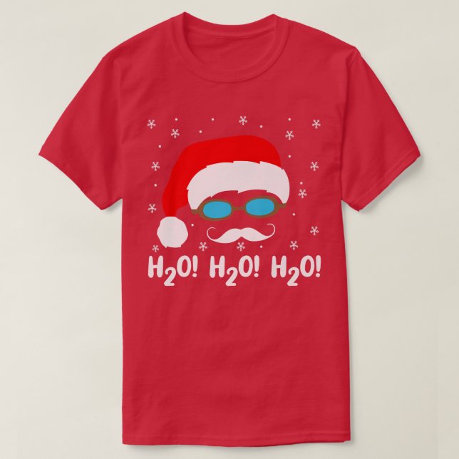 Camiseta H2o H2o H2o Papai Noel Nadando Piscina Natal Sw (Frente do Design)