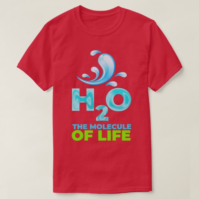 Camiseta H2O molécula da vida (Frente do Design)