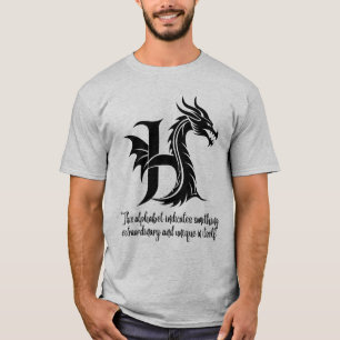 Camiseta H alfabeto para boas víbias,aniversário personaliz