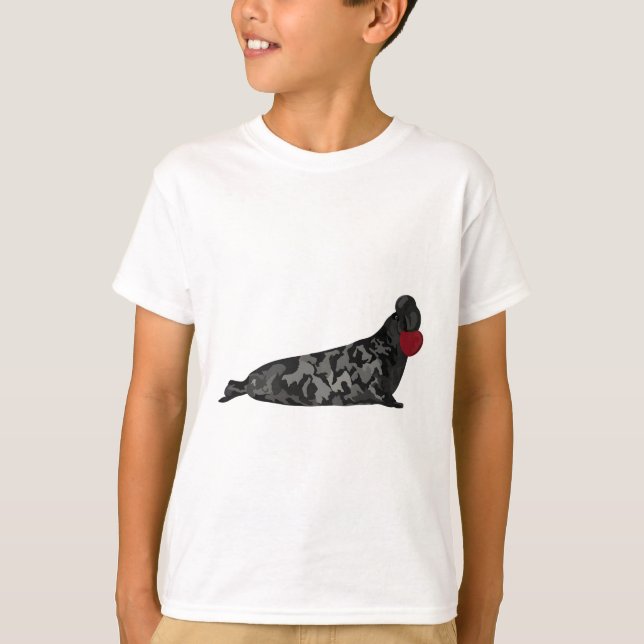Camiseta H é para foca encapuzada (Frente)