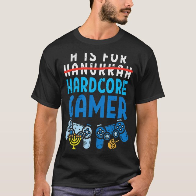 Camiseta H é para Hanukkah Gamer Vídeo Gaming Boys Men Gir (Frente)