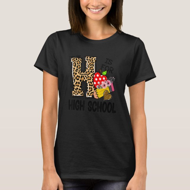 Camiseta H é para Segundo grau universitário de leopardo (Frente)