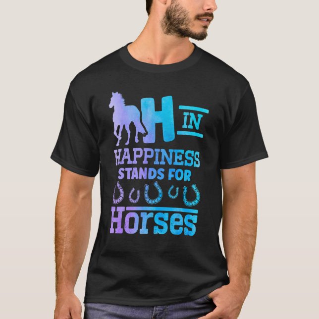 Camiseta H Em Felicidade Significa Cavalos Equitação  (Frente)