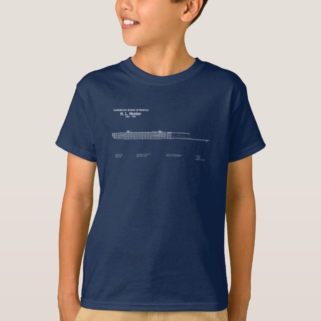 Camiseta H. L. Hunley - Ship Blueprint Plan ABD (Frente)