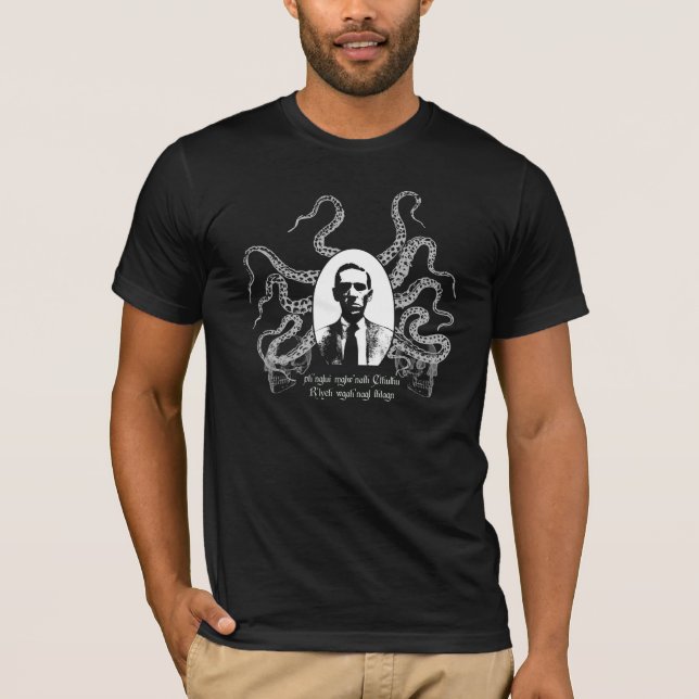 Camiseta H.P. Lovecraft, tentáculos e R'lyeh (Frente)