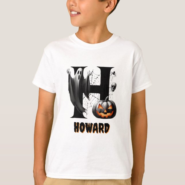 Camiseta H Truque Inicial ou Tratar o Dia das Bruxas Bonita (Frente)