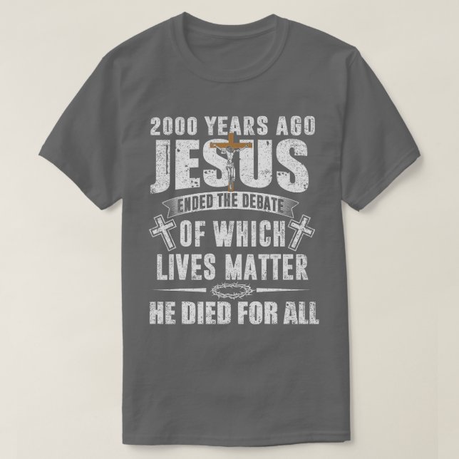 Camiseta Há 2000 anos Jesus terminou o debateChristian Bel (Frente do Design)