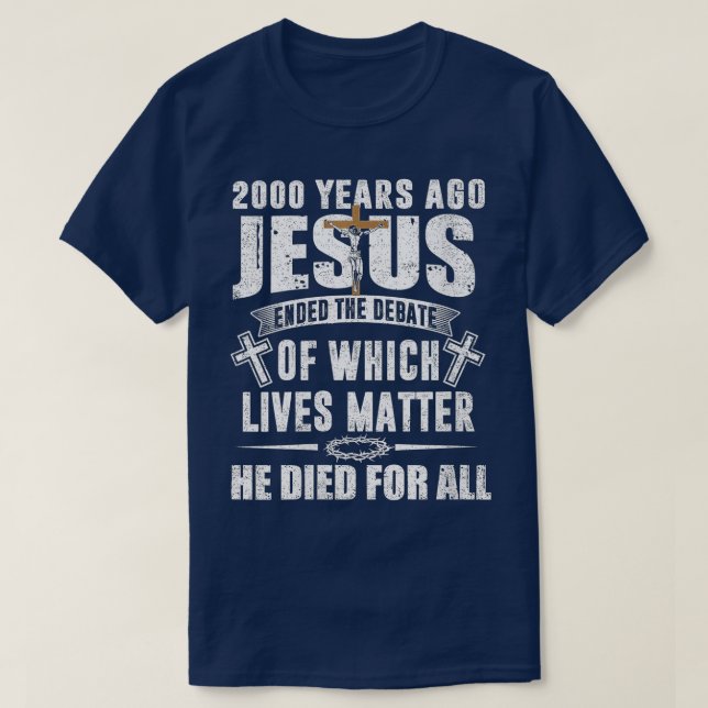 Camiseta Há 2000 anos Jesus terminou o debateChristian Bel (Frente do Design)
