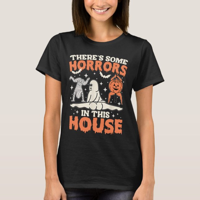Camiseta Há alguns horrores nesta Casa, Pumpkin Ghost H (Frente)