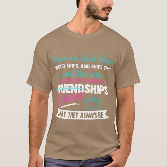 Camiseta há bons navios de madeira navios e navios que dive (Frente)