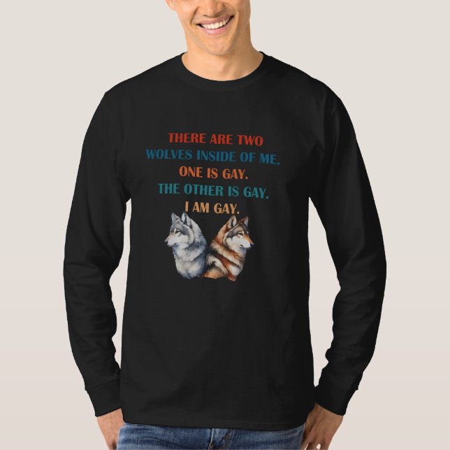 Camiseta Há Dois Lobos Dentro De Mim. Roupa. (Frente)
