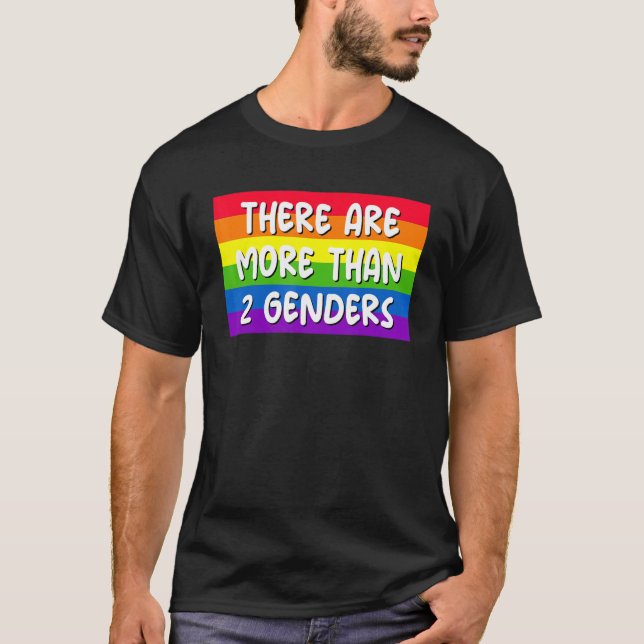 Camiseta Há Mais De 2 Gêneros De Rainbow LGBTQ Omnise (Frente)