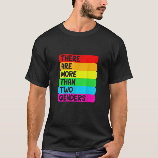 Camiseta Há mais de dois sexos do arco-íris LGBTQ (Frente)