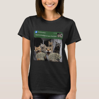 Camiseta Há movimento na porta da frente gato engraçado mem