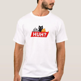 Camiseta "Hã?" Silly Multicolor Cartoon Cats Meme