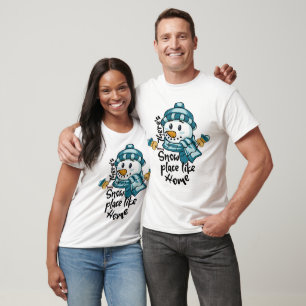 Camiseta Há Snow Place como Home Cute Snowman Winter