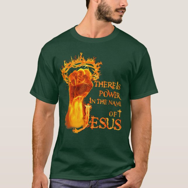 Camiseta Há um Poder no Nome de Jesus Amigo cristão (Frente)