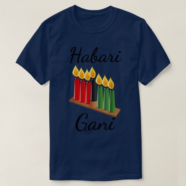 Camiseta Habari Gani Kinara vandles Celebr Africano America (Frente do Design)