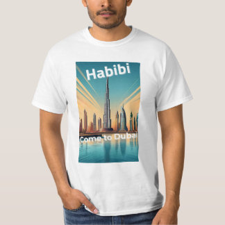 Camiseta Habibi vem a Dubai - Linha Skyline de Dubai