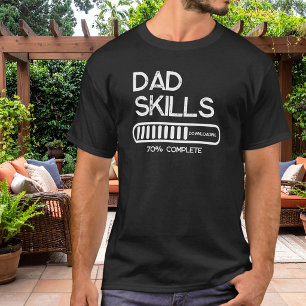 Camiseta Habilidades de Pai Baixando Engraçado Preto e Bran