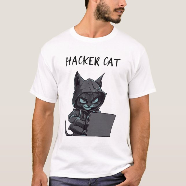 Camiseta Hacker Cat Design (Frente)