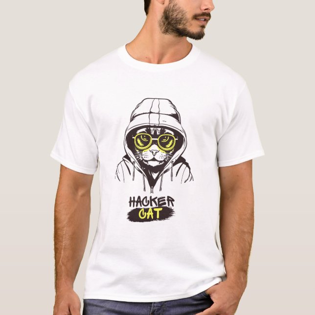 Camiseta Hacker Cat T-shirt (Frente)